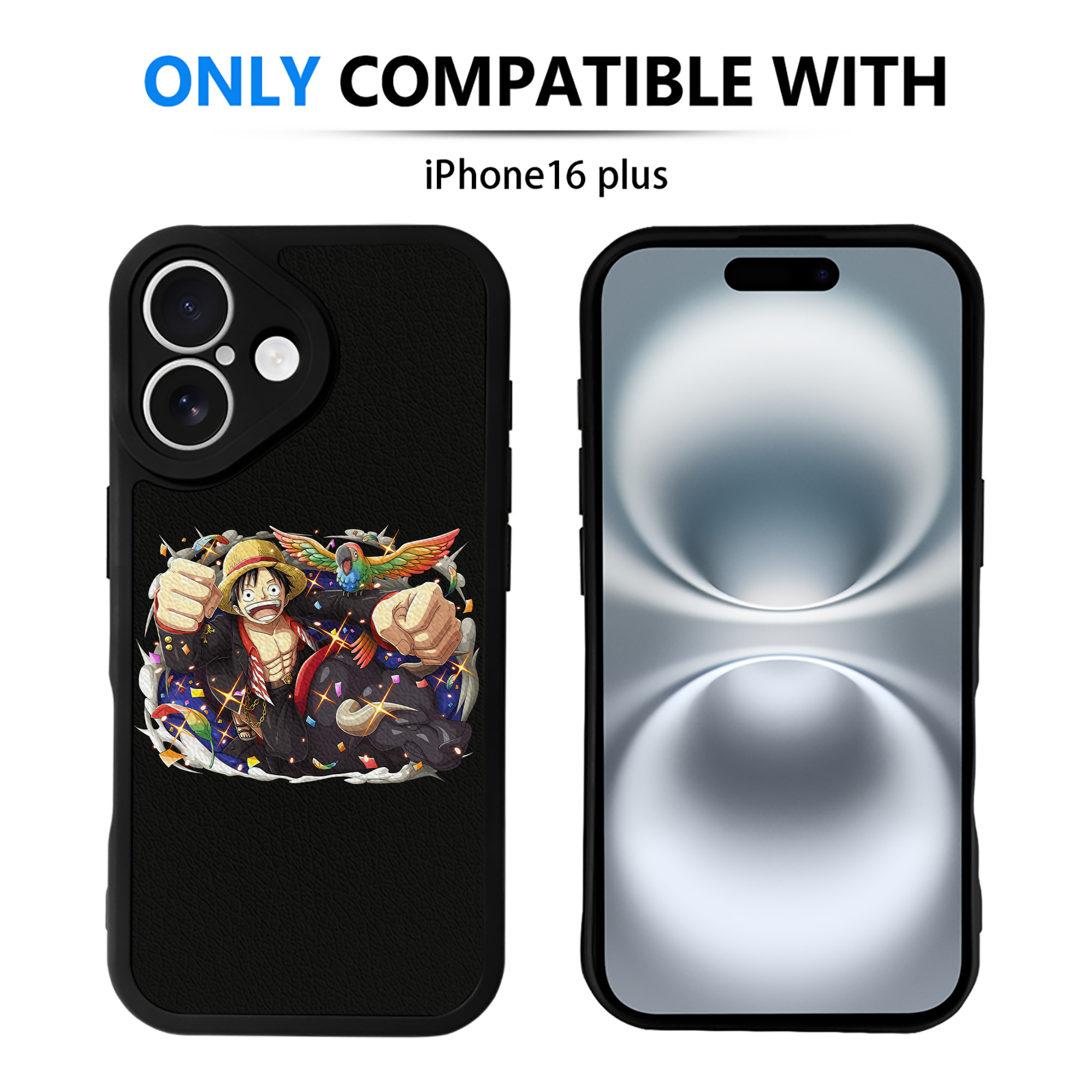 （画像用） ワンピース モンキー・D・ルフィ ONE PIECE Monkey D. Luffy 【iPhone 16シリーズ対応】シリコンスマホケース（レザー調） 材質：シリコン